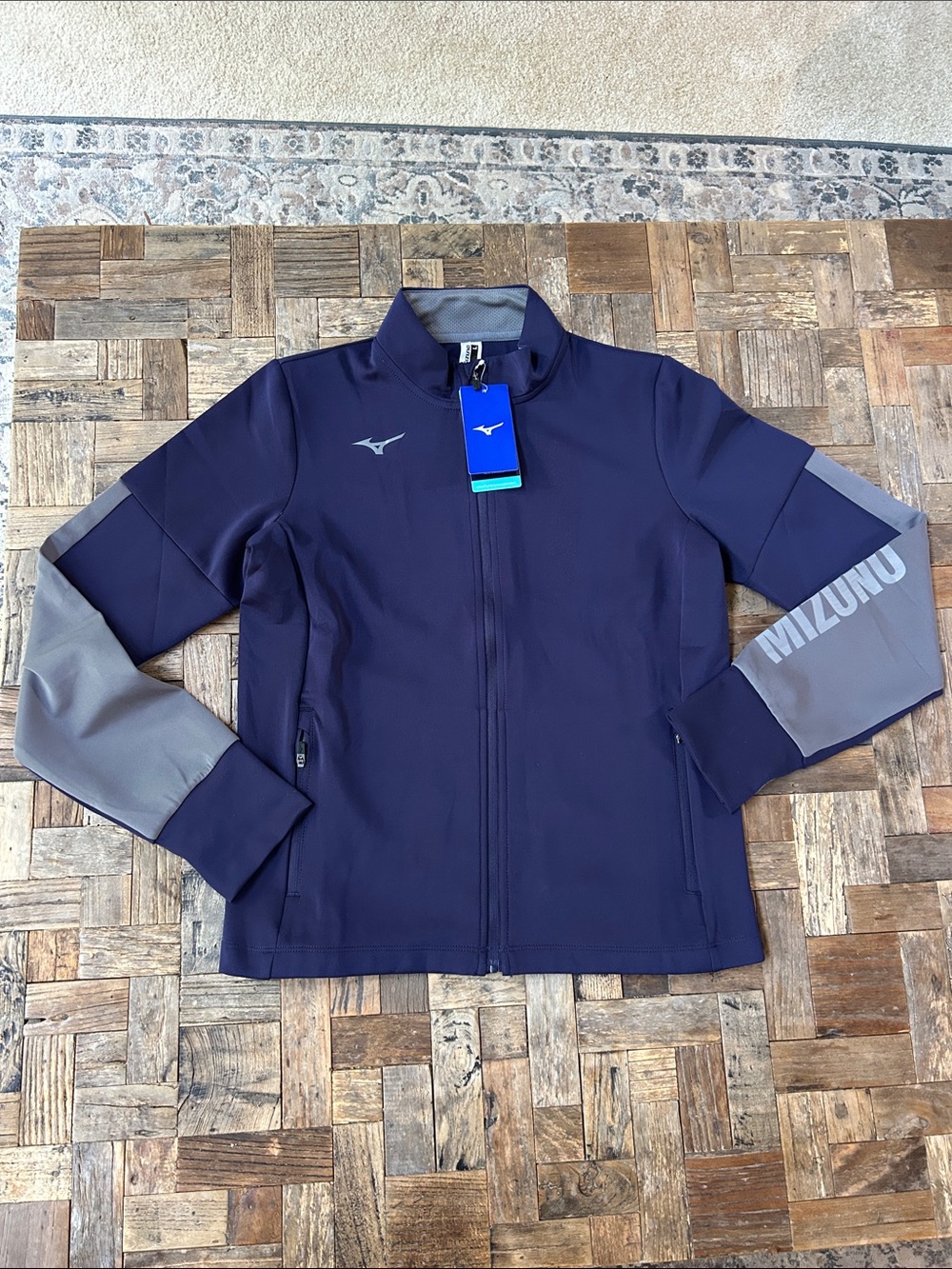 Mizuno Navy and Gray Alpha Quest Performance Jacket NWT